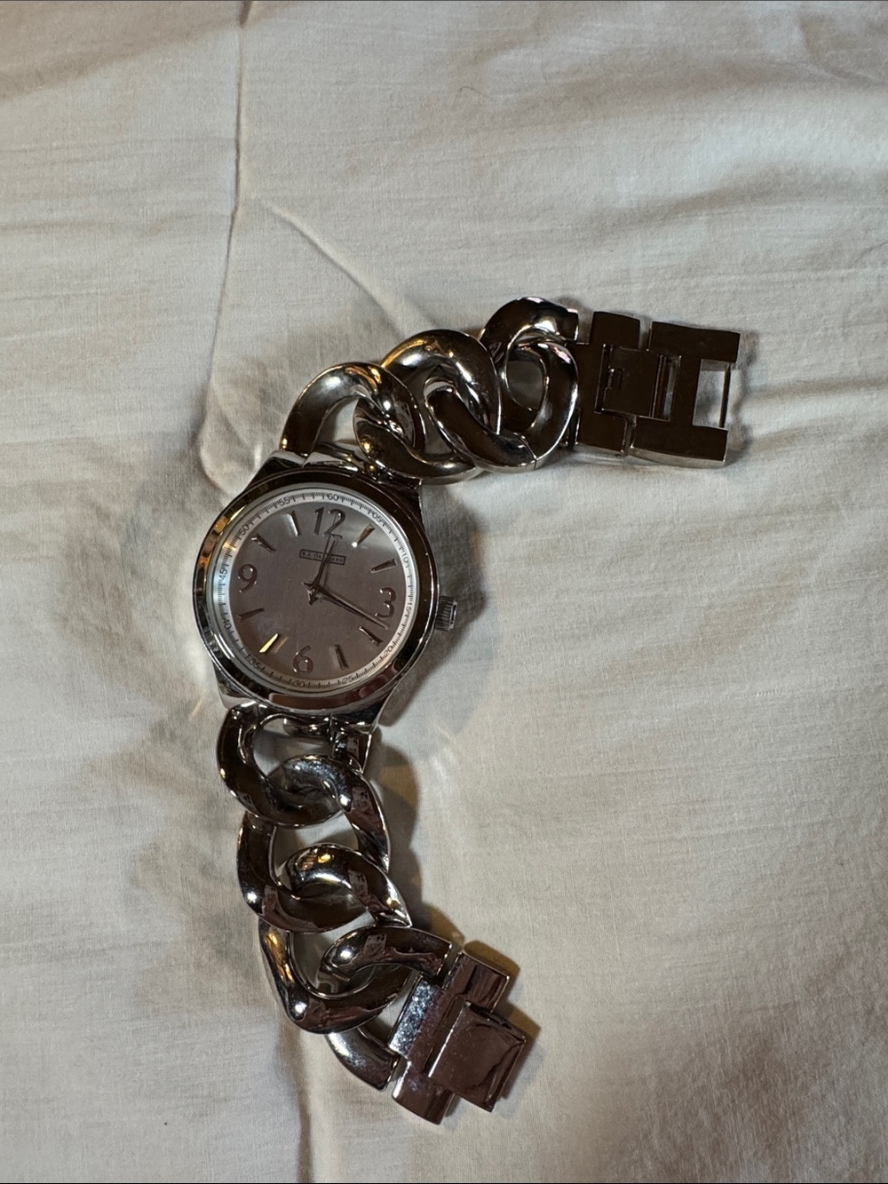 RJ Graziano Watch Womens 8” Wrist Silver Chain-Link Unisex Watch